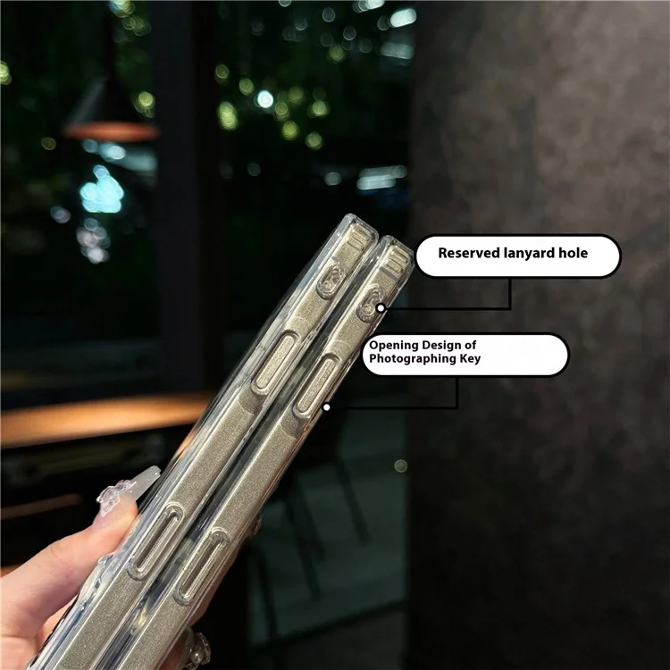 For iPhone 15 Pro Max Case Compatible with MagSafe Laser Flower PC+TPU Clear Phone Cover - Cream Flowers