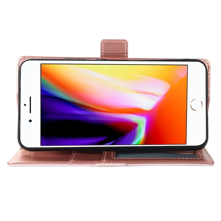 Para Iphone 6 Plus / 6s Más / 7 Más / 8 Más de 5.5 Pulgadas de Billetera Magnética de la Cremallera de la Cremallera Litchi Textura PU Cuero Folio Cubierta Del Teléfono Con Correa - Blanco