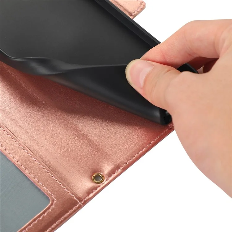 Para Iphone 6 Plus / 6s Más / 7 Más / 8 Más de 5.5 Pulgadas de Billetera Magnética de la Cremallera de la Cremallera Litchi Textura PU Cuero Folio Cubierta Del Teléfono Con Correa - Blanco