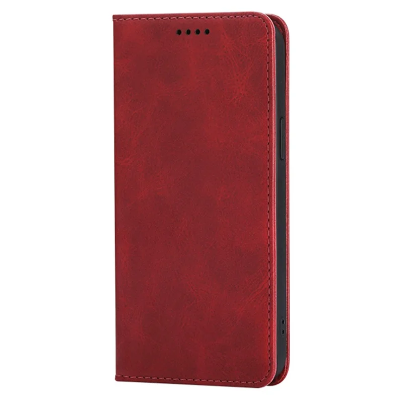 iPhone 15 Pro Hülle Brieftasche aus Kalbsleder mit verstecktem magnetischem Verschluss - Rot