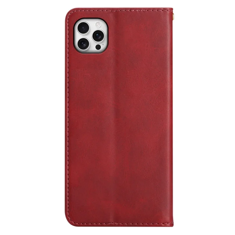 iPhone 15 Pro Hülle Brieftasche aus Kalbsleder mit verstecktem magnetischem Verschluss - Rot