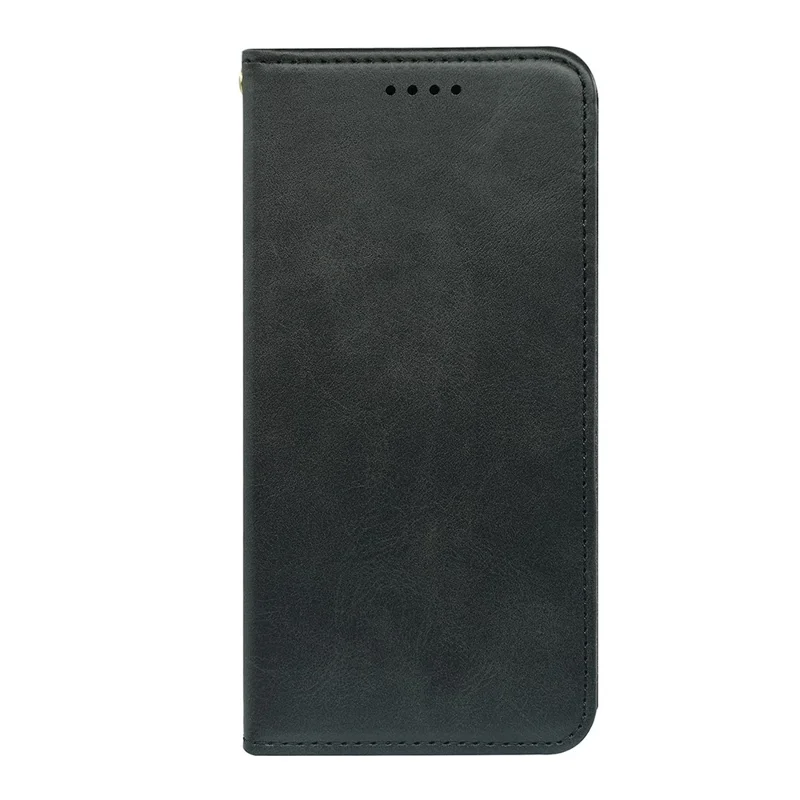 For iPhone 13 Case Wallet Calf Texture Leather Phone Cover with Hidden Magnetic Closure - Black