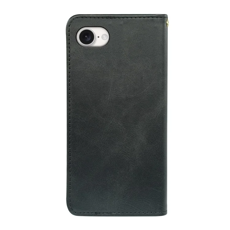 For iPhone 16e Case Wallet Calf Texture Leather Phone Cover with Hidden Magnetic Closure - Black
