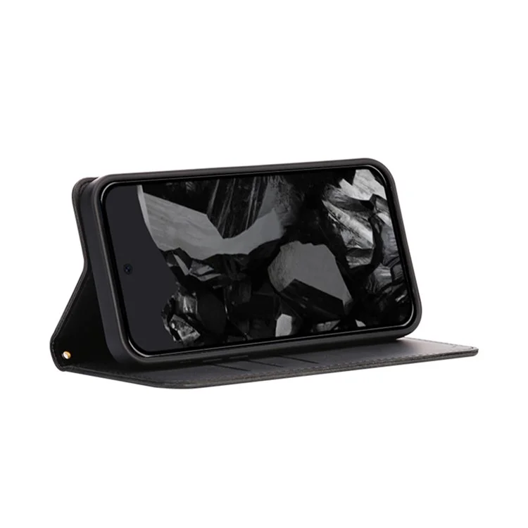 For Google Pixel 9 Pro XL Case Wallet Calf Texture Leather Phone Cover with Hidden Magnetic Closure - Black