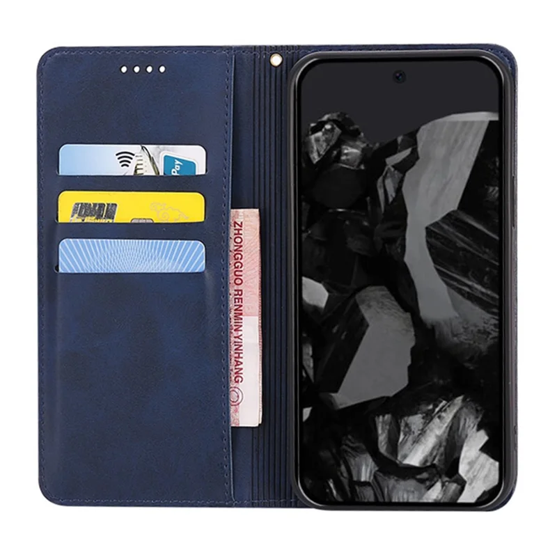 For Google Pixel 9 Pro XL Case Wallet Calf Texture Leather Phone Cover with Hidden Magnetic Closure - Blue