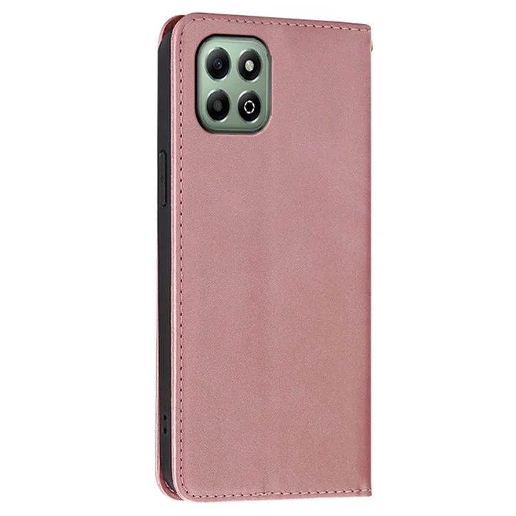 For Honor X6b 4G Case Wallet Calf Texture Leather Phone Cover with Hidden Magnetic Closure - Rose Gold