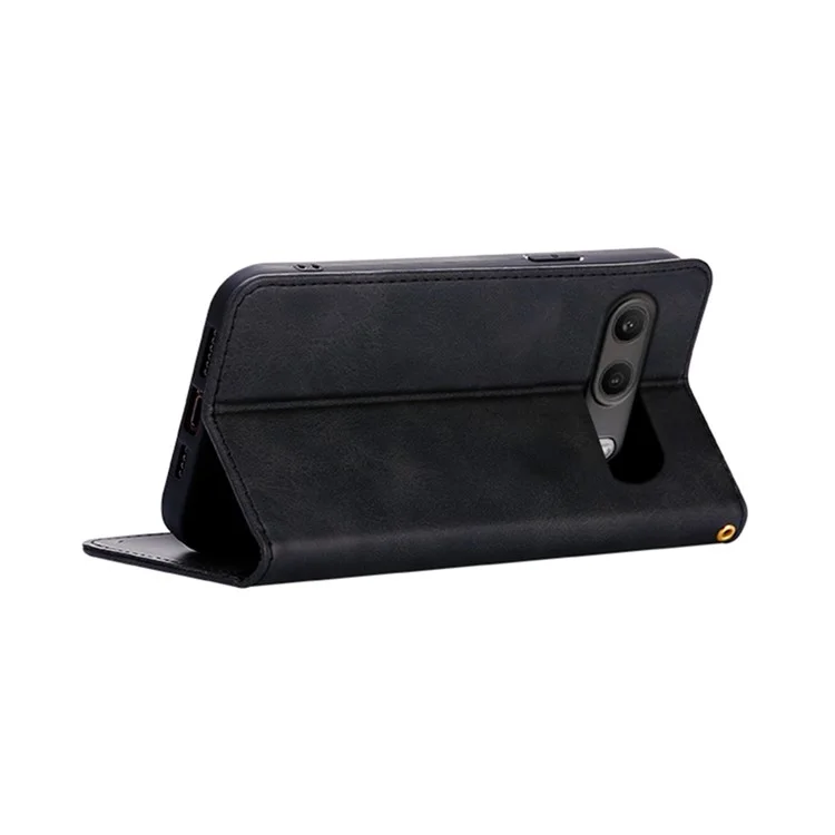 For OnePlus Nord 4 Case Wallet Calf Texture Leather Phone Cover with Hidden Magnetic Closure - Black