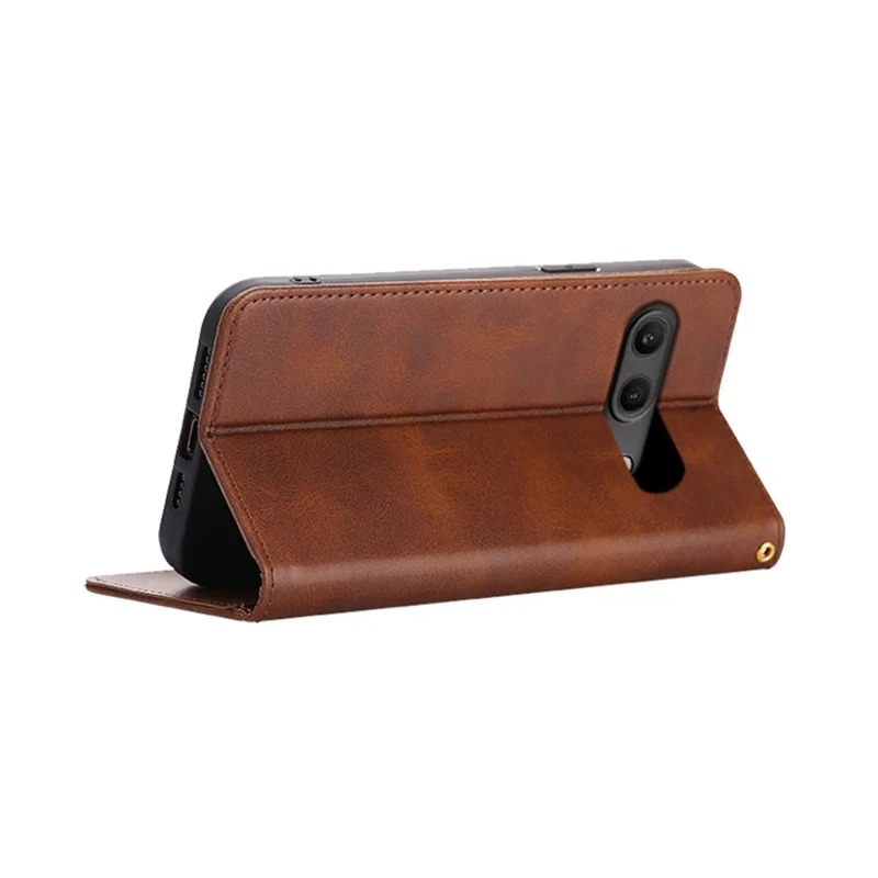 For OnePlus Nord 4 Case Wallet Calf Texture Leather Phone Cover with Hidden Magnetic Closure - Brown
