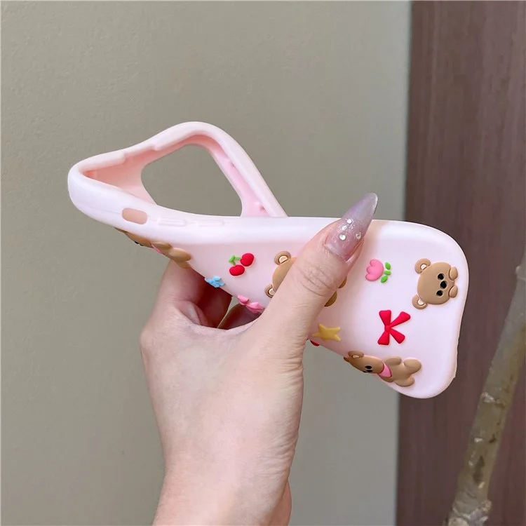 Capa de Silicone para iPhone 16 Pro Max à Prova de Choque Antiderrapante com Design Fofo de Cinco Ursinhos na Parte Traseira do Celular