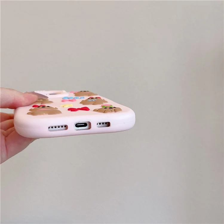 Capa de Silicone para iPhone 16 Pro Max à Prova de Choque Antiderrapante com Design Fofo de Cinco Ursinhos na Parte Traseira do Celular