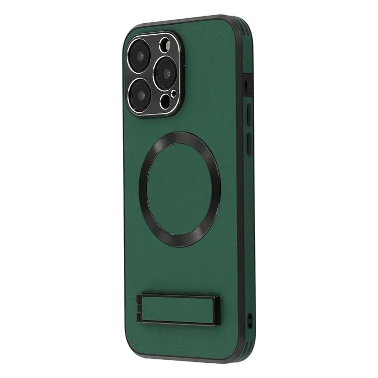 Étui avec support pour iPhone 14 Pro Max Compatible avec MagSafe PC + TPU + PU Coque arrière de téléphone - Vert