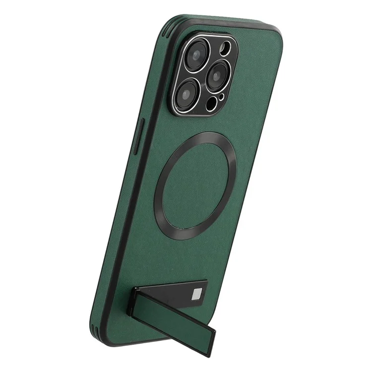 Étui avec support pour iPhone 14 Pro Max Compatible avec MagSafe PC + TPU + PU Coque arrière de téléphone - Vert