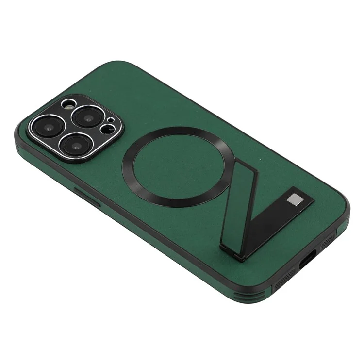 Étui avec support pour iPhone 14 Pro Max Compatible avec MagSafe PC + TPU + PU Coque arrière de téléphone - Vert