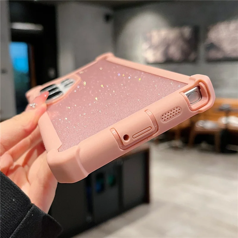 For Samsung Galaxy S24 Ultra Case Detachable 2 in 1 Glitter TPU + PC Shockproof Phone Back Cover - Rose Gold