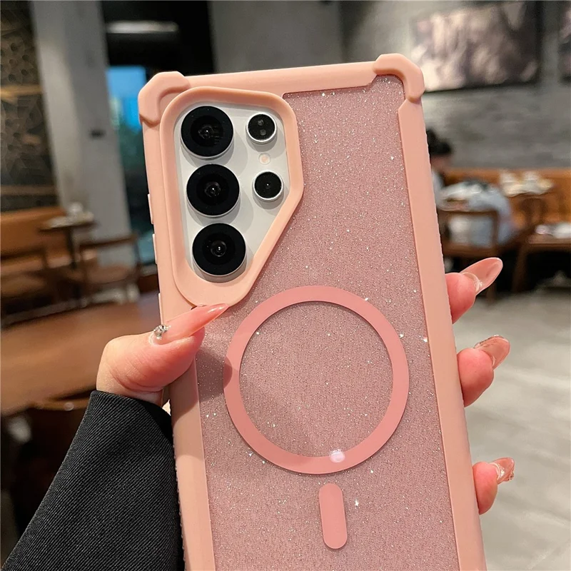 Für Samsung Galaxy S25 Ultra Magnetische Hülle Abnehmbar 2 in 1 Glitzer TPU + PC Stoßfeste Handyhülle - Schwarz