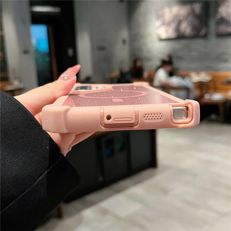 Für Samsung Galaxy S25 Ultra Magnetische Hülle Abnehmbar 2 in 1 Glitzer TPU + PC Stoßfeste Handyhülle - Schwarz