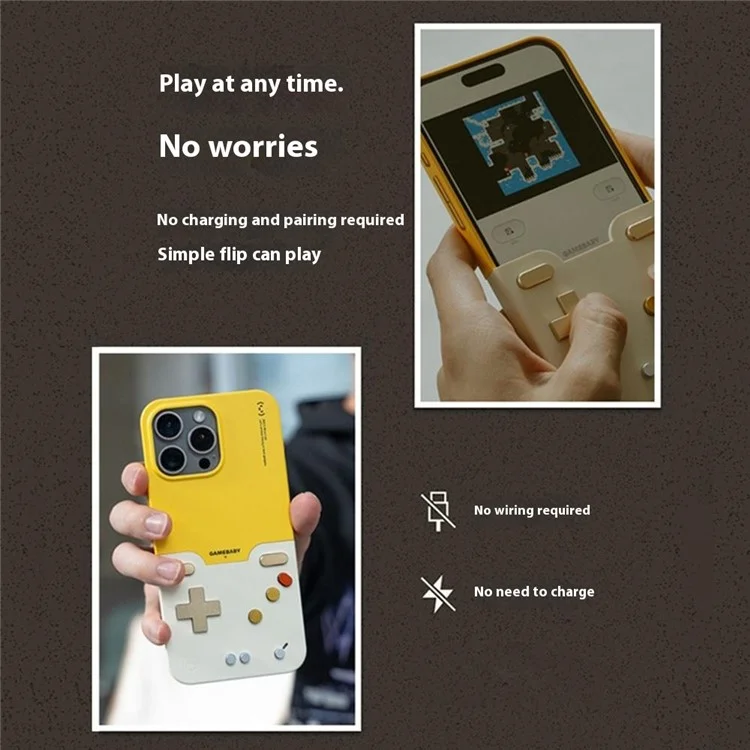 BITMOLAB GAMEBABY For iPhone 15 Pro Max Case Retro Handheld Game Console Design Phone Cover