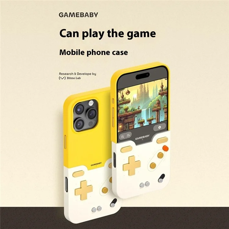 BITMOLAB GAMEBABY For iPhone 15 Pro Max Case Retro Handheld Game Console Design Phone Cover