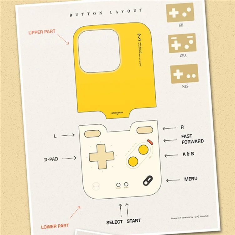 BITMOLAB GAMEBABY For iPhone 16 Pro Max Case Retro Handheld Game Console Design Phone Cover