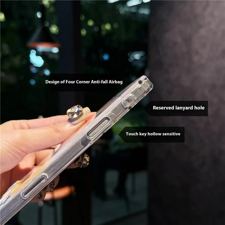 For iPhone 16 Pro Max Magnetic Case IMD Flower Pattern TPU + PC Clear Back Phone Cover - Style A