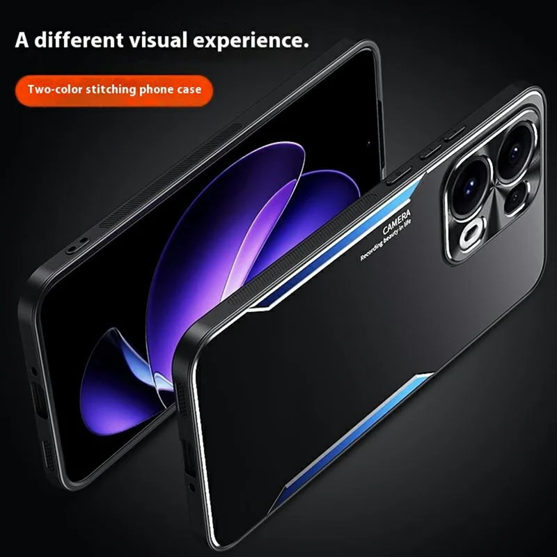 Pour Oppo Reno13 Pro 5G Coque Alliage d'Aluminium + TPU Antichoc Étui de Protection - Bleu
