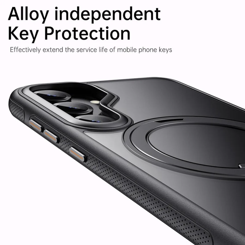 Für Samsung Galaxy S25+ magnetische Hülle mit rotierendem Gear Pivot Ständer PC + TPU Rückseite - Matt Schwarz