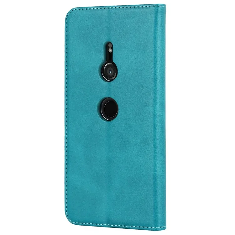 Calf Texture PU Leather Case for Sony Xperia XZ3, Stand Wallet Design Magnetic Auto Closing Phone Drop-proof Cover - Sky Blue