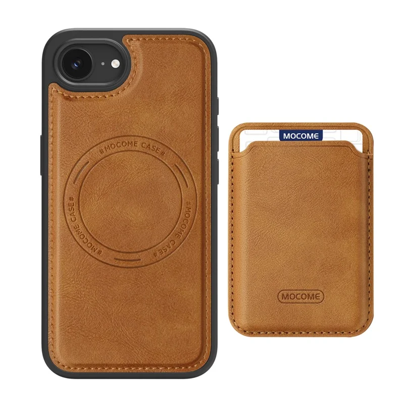 Magnetische hoes voor iPhone 16e met afneembare kaarthouder TPU + PU leer telefoonhoes - Bruin