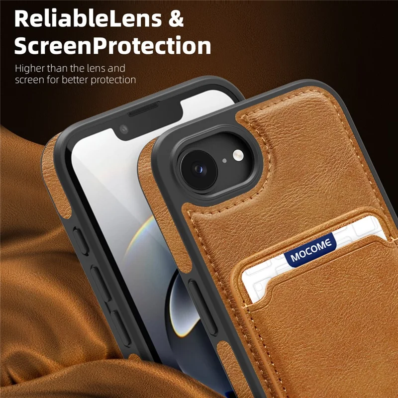 Magnetische hoes voor iPhone 16e met afneembare kaarthouder TPU + PU leer telefoonhoes - Bruin