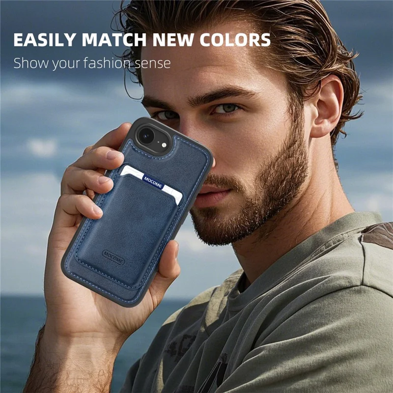 Magnetische hoes voor iPhone 16e met afneembare kaarthouder TPU + PU leer telefoonhoes - Bruin