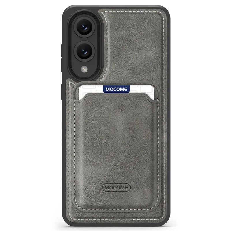 Funda magnética para Samsung Galaxy S25 Edge con soporte para tarjetas extraíble de TPU + cuero PU - Gris titanio