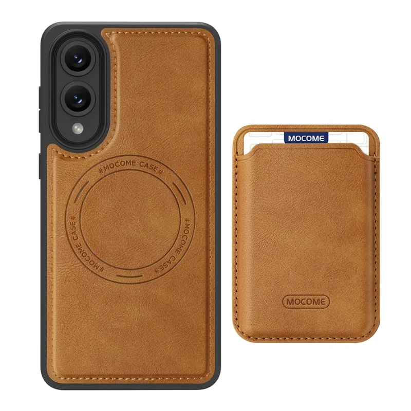 Funda magnética para Samsung Galaxy S25 Edge con soporte para tarjetas extraíble de TPU + cuero PU - Gris titanio