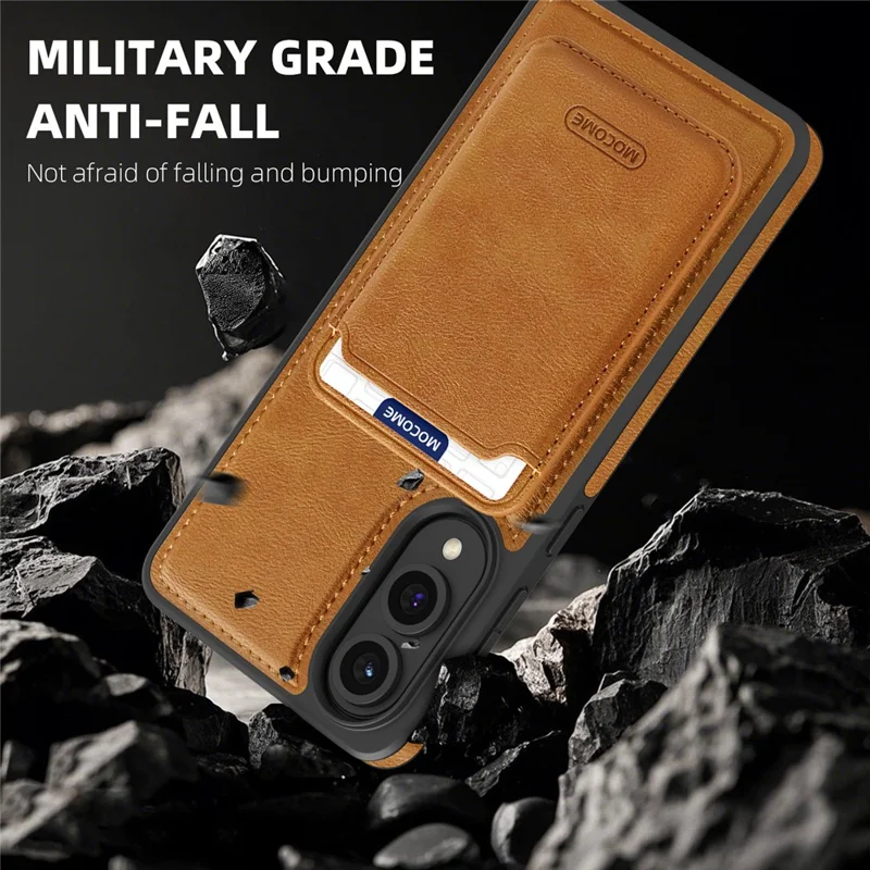 Funda magnética para Samsung Galaxy S25 Edge con soporte para tarjetas extraíble de TPU + cuero PU - Gris titanio