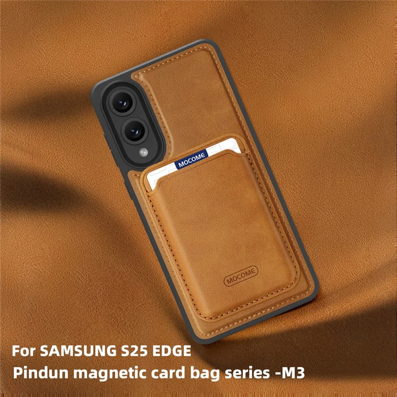 Funda magnética para Samsung Galaxy S25 Edge con soporte para tarjetas extraíble de TPU + cuero PU - Gris titanio