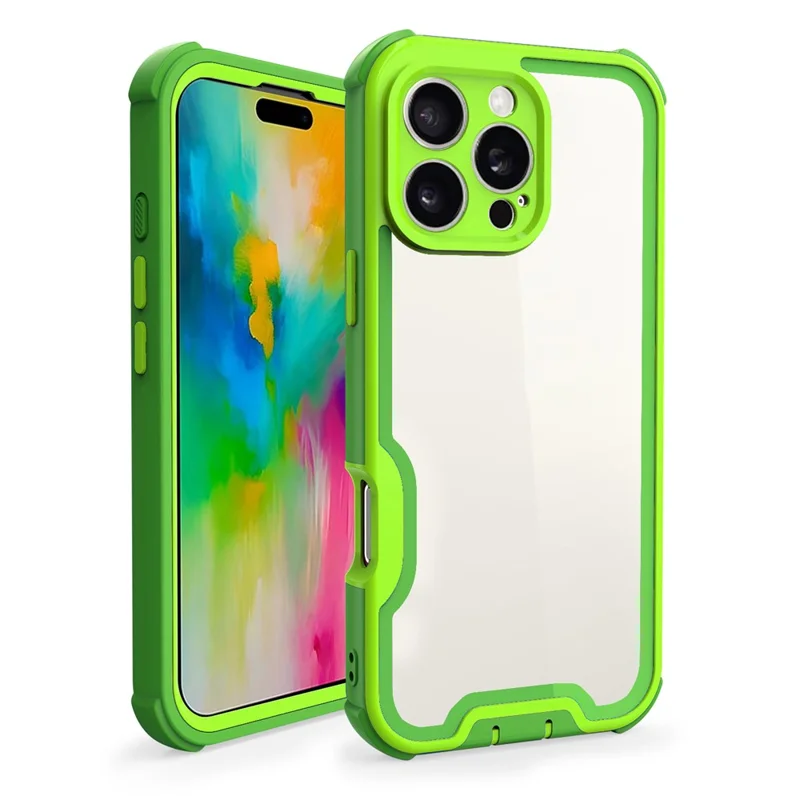 For iPhone 16 Pro Case Detachable 4 in 1 TPU + Acrylic + PC Shockproof Phone Cover - Green + Grass Green