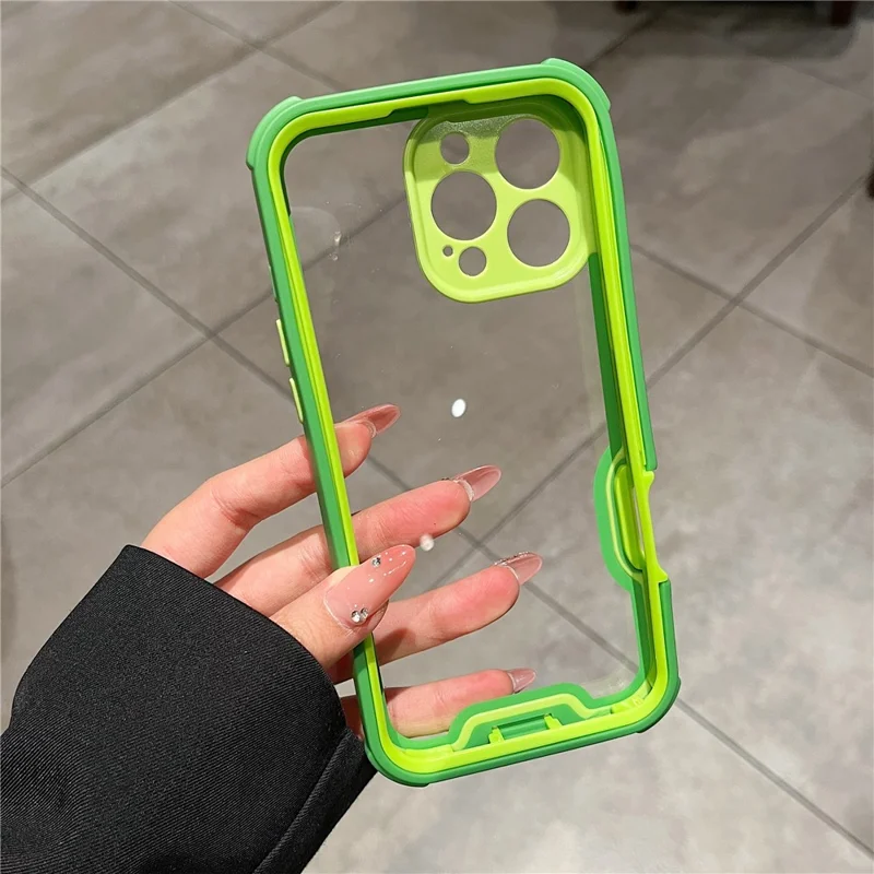 For iPhone 16 Pro Case Detachable 4 in 1 TPU + Acrylic + PC Shockproof Phone Cover - Green + Grass Green