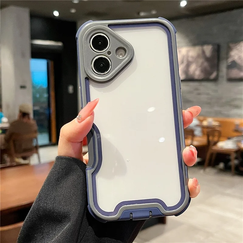 For iPhone 16 Case Detachable 4 in 1 TPU + Acrylic + PC Shockproof Phone Cover - Sapphire + Dark Grey