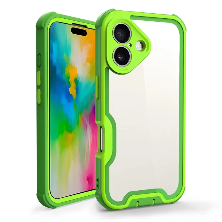 For iPhone 16 Case Detachable 4 in 1 TPU + Acrylic + PC Shockproof Phone Cover - Green + Grass Green
