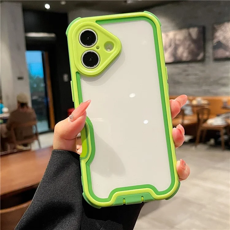 For iPhone 16 Case Detachable 4 in 1 TPU + Acrylic + PC Shockproof Phone Cover - Green + Grass Green