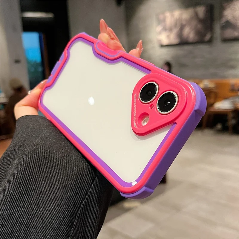 For iPhone 16 Plus Case Detachable 4 in 1 TPU + Acrylic + PC Shockproof Phone Cover - Blue Purple + Rose