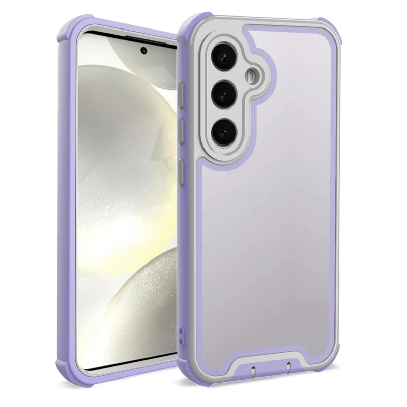 For Samsung Galaxy S25+ Case Detachable 4 in 1 TPU + Acrylic + PC Shockproof Phone Cover - Light Purple + Grey
