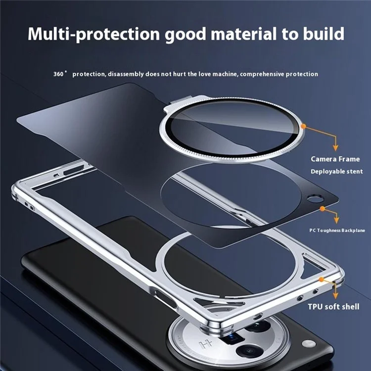 Pour Oppo Find X7 5G Étui de Téléphone Antichoc TPU PC Avec Support d'Objectif - Noir