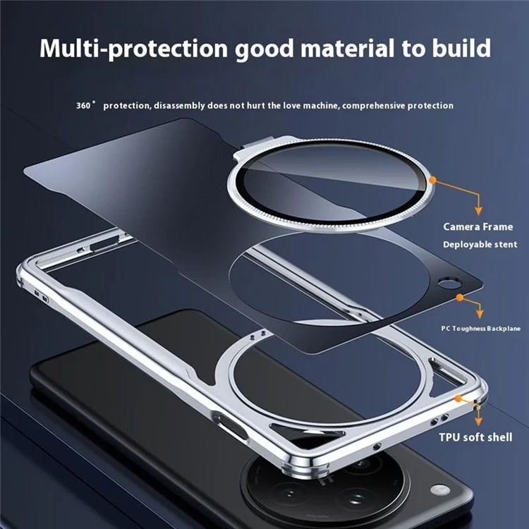 For Oppo Find X8s+ 5G Phone Case Shockproof TPU PC Back Cover with Lens Kickstand - Black