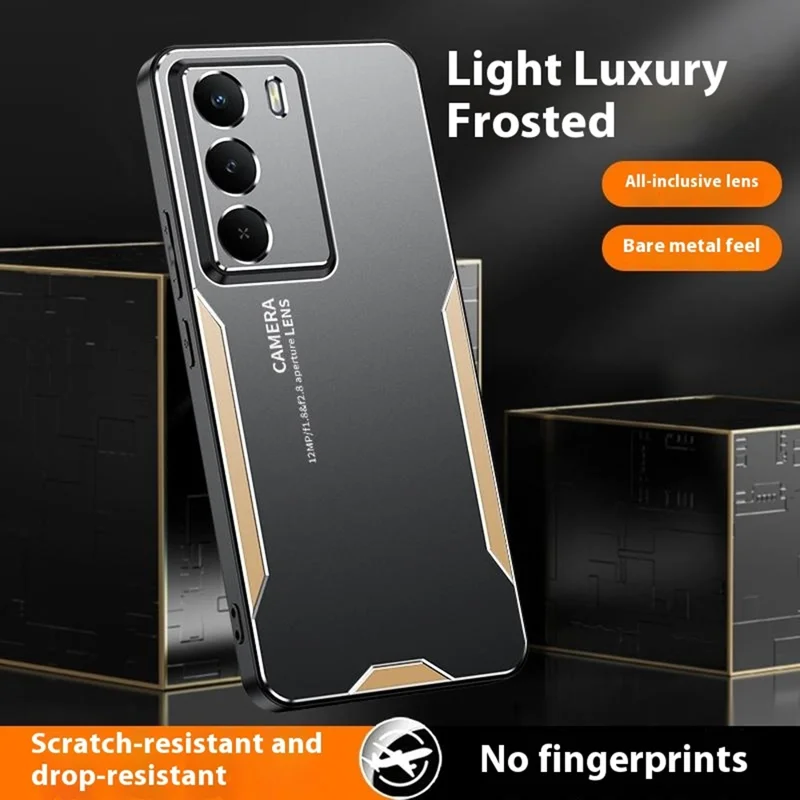 For Realme V70 5G Phone Case Aluminium Alloy TPU PC Back Cover - Gold