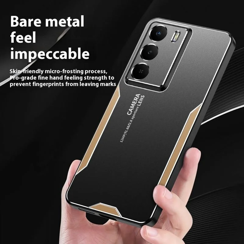 For Realme V70 5G Phone Case Aluminium Alloy TPU PC Back Cover - Gold