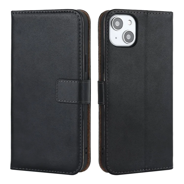Capa de Couro Genuíno com Suporte para iPhone 14, Resistente a Choques, com Carteira e Proteção Anti-Arranhões