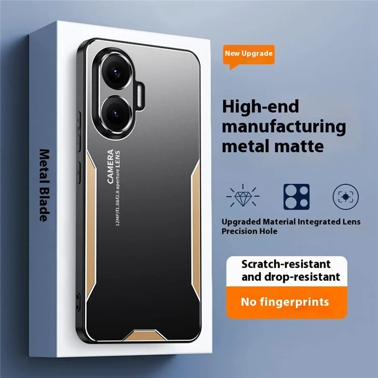 For Xiaomi Redmi Turbo 4 Pro 5G Phone Case Aluminium Alloy TPU PC Back Cover - Gold