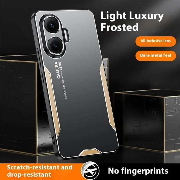 For Xiaomi Redmi Turbo 4 Pro 5G Phone Case Aluminium Alloy TPU PC Back Cover - Gold