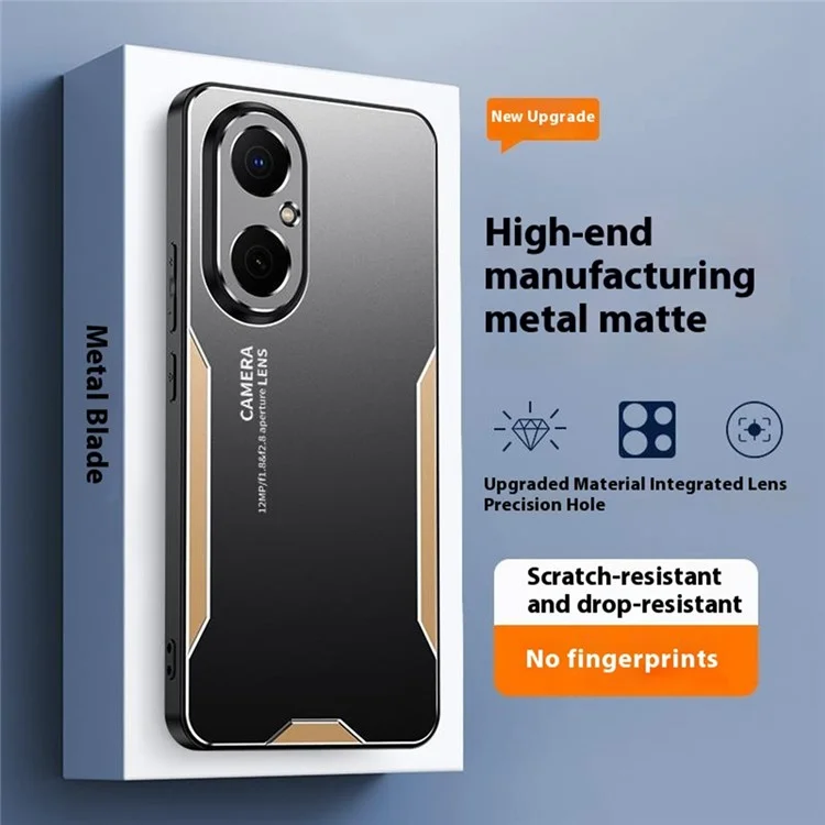 For Huawei Enjoy 80 Phone Case Aluminium Alloy TPU PC Back Cover - Gold