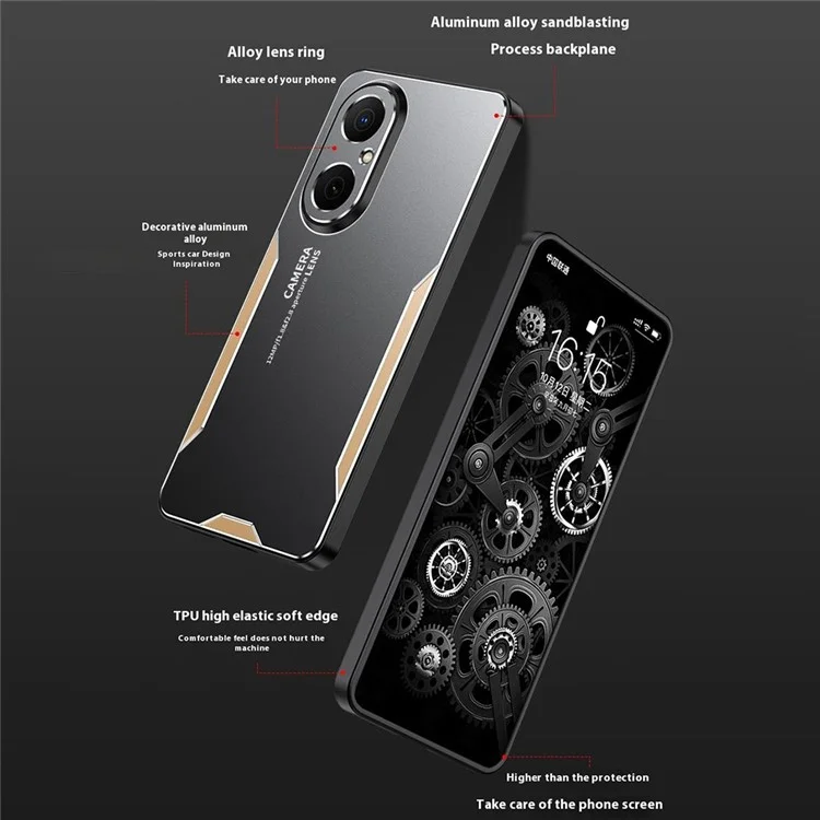 For Huawei Enjoy 80 Phone Case Aluminium Alloy TPU PC Back Cover - Gold